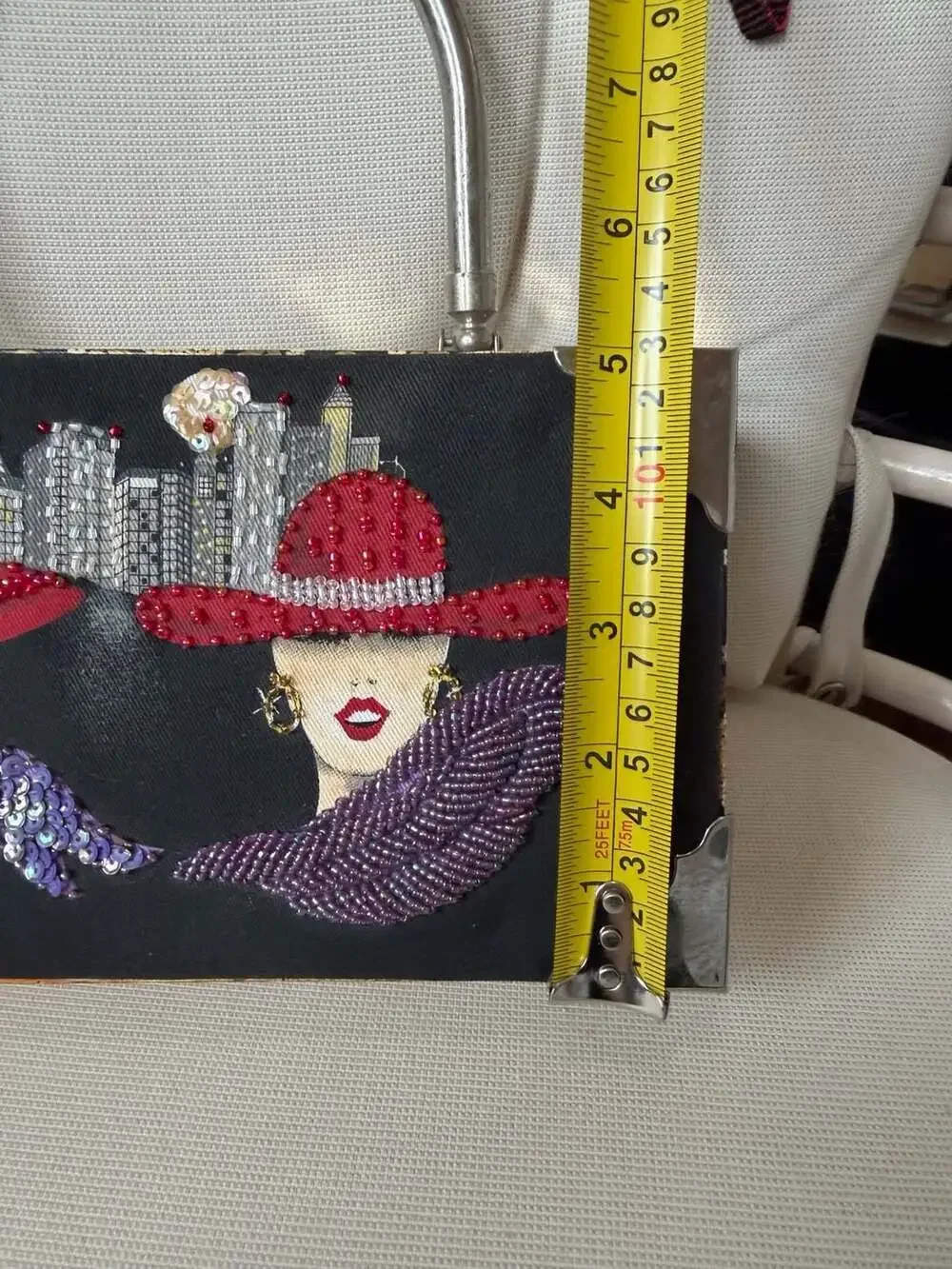 Braciano Fine Cigars Upcycled Cigar Box Purse Clutch Beaded Red Hat Uptown Women